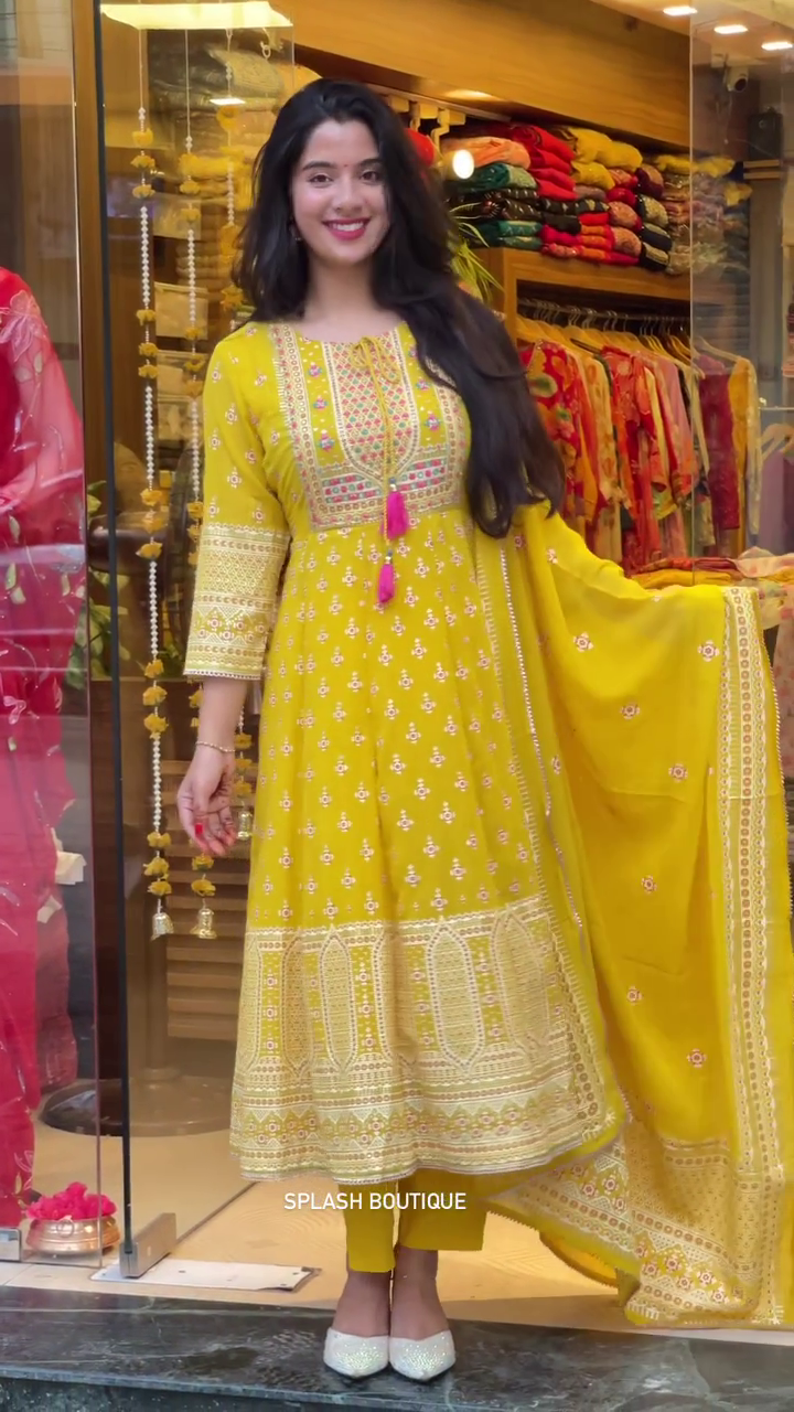 Ethnic Motifs Embroidered Regular Kurta with Trouser & Dupatta sale