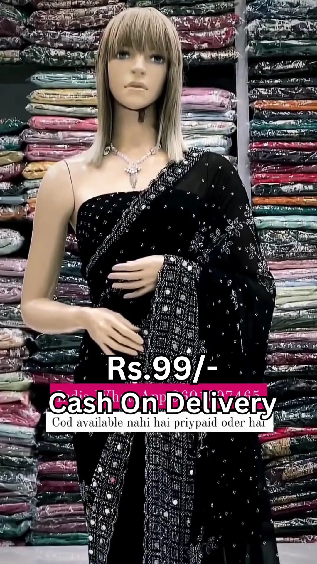 Midnight Noir Shimmer Saree with Mirror Work β Designer Black Party Wear Saree with Sequin & Silver Border - Image 2