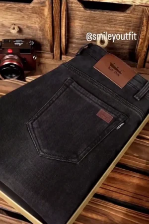 👖 Men’s Black strait Fit Denim Jeans – Premium Stretch Casual & Smart Wear Jeans ✨