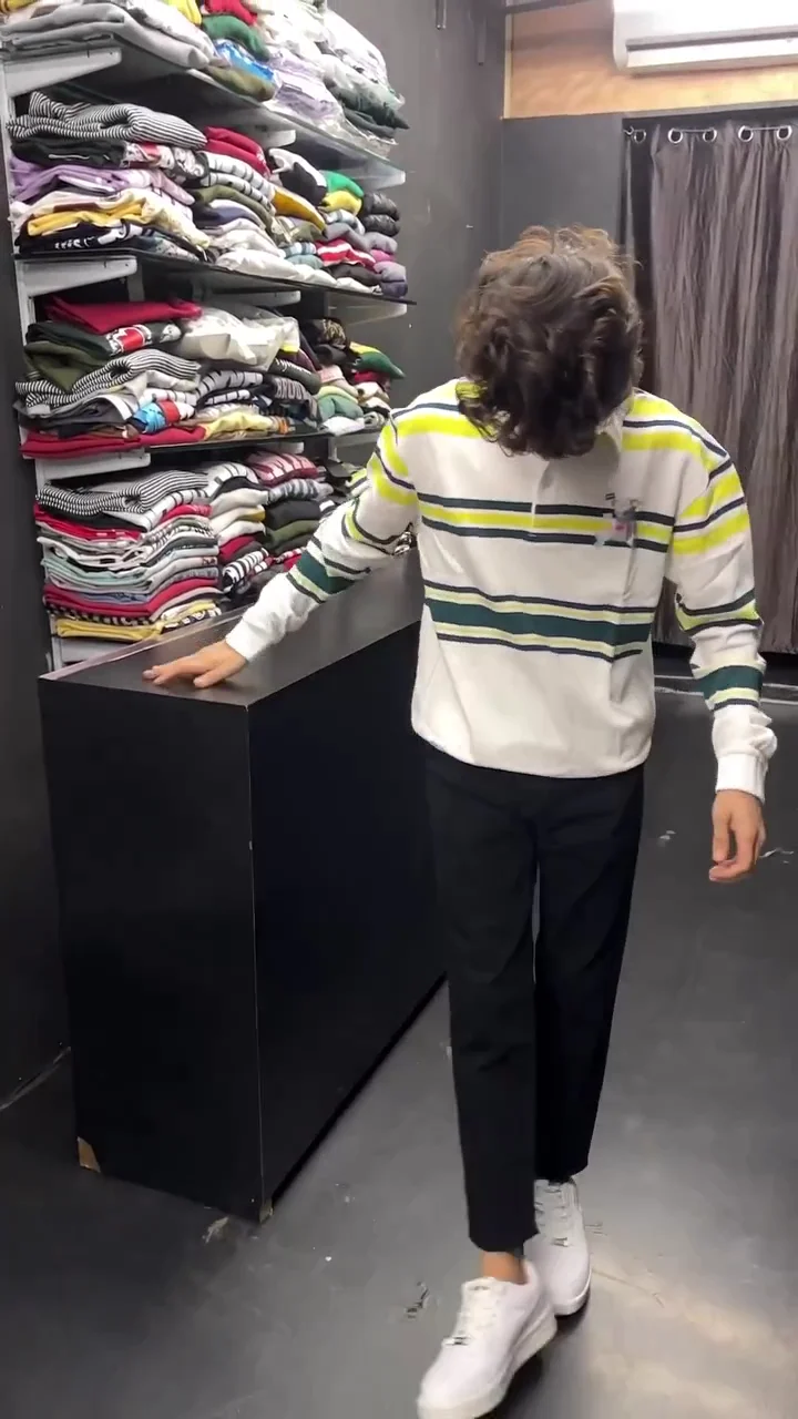 Auto Stripes Yellow Red Full Sleeve Polo T-Shirt - Image 2
